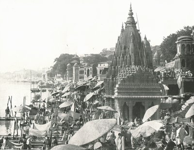 Vishnu Göleti ve Ghat, Benares, Hindistan, 1895. by Unbekannt