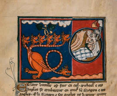 Kadın ve Ejderha. Minyatür: Apocalypse de saint Jean, yaklaşık 1320. by Unbekannt