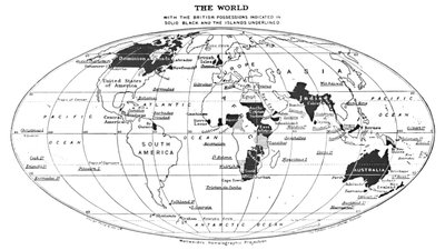 İngiliz Mülklerinin Siyahla İşaretli Olduğu Dünya ve Altı çizili Adalar, 1924 by Unbekannt
