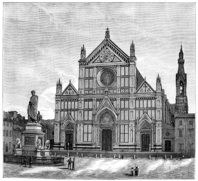 Santa Croce Bazilikası kilisesi ve meydanı, Floransa, İtalya, 1882 by Unbekannt