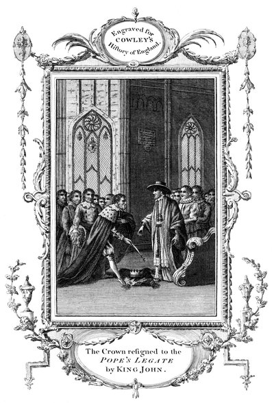 Taç, Kral John 1167-1216, 1213 tarafından Papalar elçisine çekildi by Unbekannt