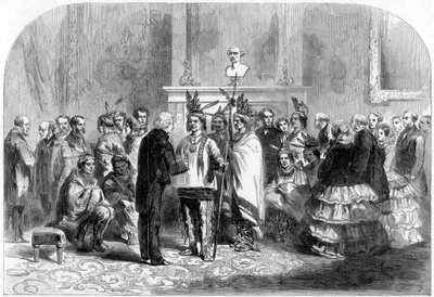Amerika Birleşik Devletleri başkanı, düşman kabileleri el sıkışmaya teşvik ediyor, 1858 by Unbekannt