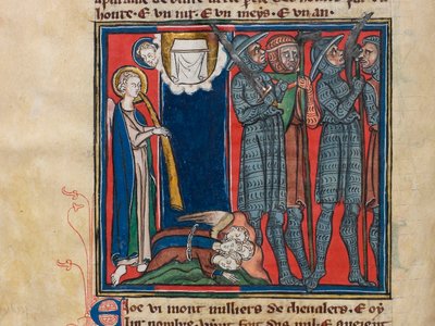 Altıncı melek trompetini çaldı... Minyatür: Apocalypse de saint Jean, yaklaşık 1320. by Unbekannt