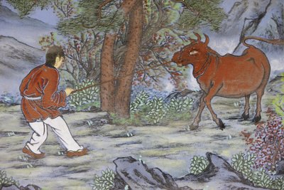 Zen Budizminin On Öküz Sürüsü Resmi aydınlanmanın aşamalarını temsil ediyor Öküzü Yakalamak, Seul, Coree du Sud by Unbekannt