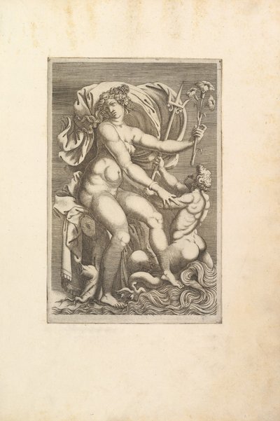 Bir Triton ile Oturan Thetis, 16. yüzyıl. by Unbekannt
