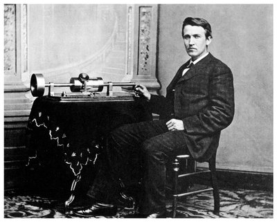 Thomas Alva Edison, Amerikalı mucit, fonografı ile, c1878 1955 by Unbekannt