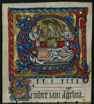 Bir Misalden Üç Kesim: Entombment Melekleri ile İlk E, c. 1470-1500. by Unbekannt