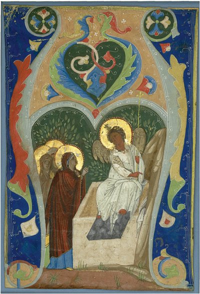 Mezarda Üç Maries ve Ateşli Melek. Başlangıç, yaklaşık 1310 by Unbekannt