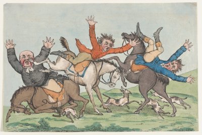 Üç Binici Atlarından Düşüyor, 1780-1820. by Unbekannt