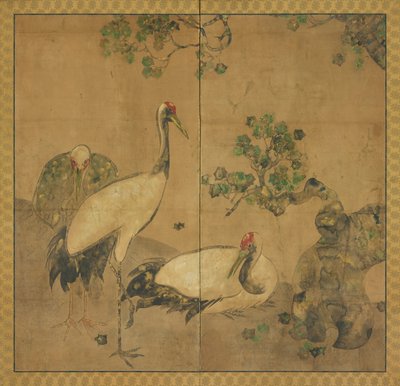 Bir ağacın altında üç turna, Edo dönemi, 1615-1868. by Unbekannt