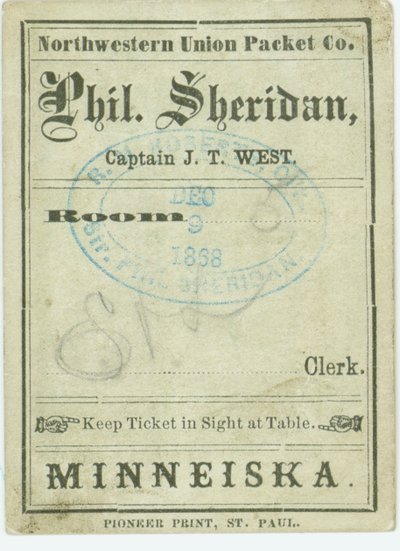 Phil vapuru için bilet. Sheridan, 9 Aralık 1868 by Unbekannt