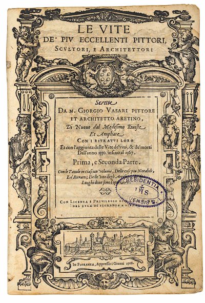 Başlık sayfası: Giorgio Vasari, En Mükemmel İtalyan Ressamların, Heykeltıraşların Yaşamları, 1568. by Unbekannt