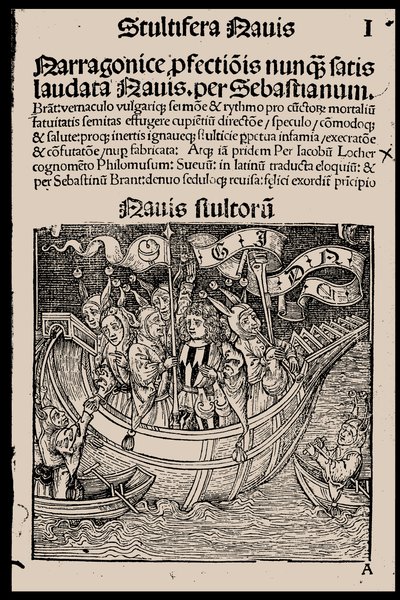 Sebastian Brant tarafından yazılan Aptallar Gemisi kitabının başlık sayfası, 1497. by Unbekannt