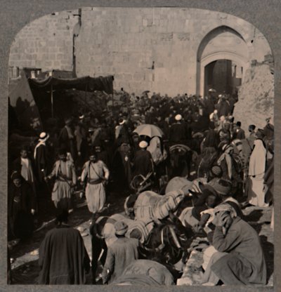 Aziz Stephen Kapısı tarafından trafik, Kudüs, c1900 by Unbekannt