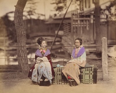 [Bir Bankta Oturan İki Japon Kadın], 1870