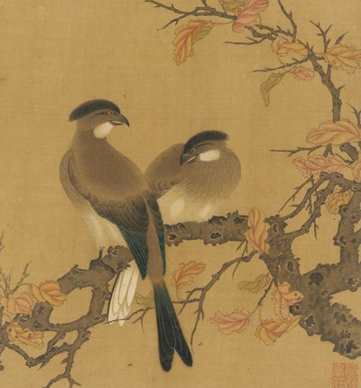 Dalda iki tepeli kuş, sonbahar yaprakları, Qing hanedanı, 18. yüzyıl. by Unbekannt