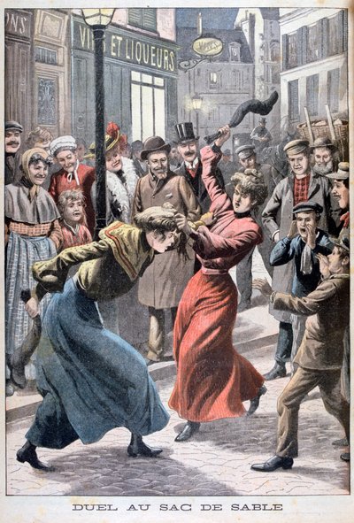 Kum torbalarıyla kavga eden iki kadın, 1903 by Unbekannt