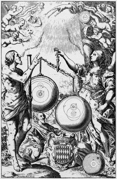 Urania, Astronomi İlham Perisi, evrenin sistemlerini tartıyor ve karşılaştırıyor, 1651 by Unbekannt
