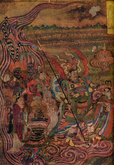 Vaishravana, Bin Buda Mağaralarından dalgalar arasında seyahat ediyor, c900 by Unbekannt