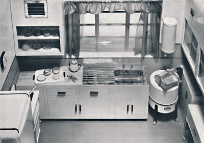 H.M.V. tarafından tasarlanan bir mutfağın görünümü. Ev Aletleri, 1938 by Unbekannt