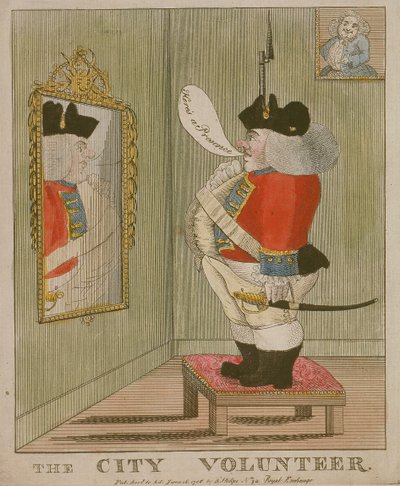 Aynada kendini beğenen iri yapılı bir City gönüllüsünün görüntüsü, 1785 by Unbekannt