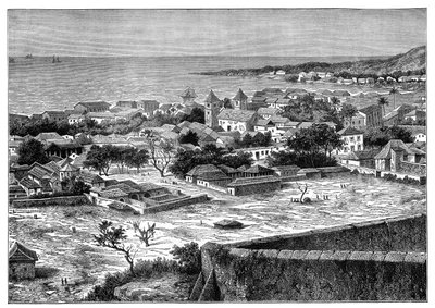 Yol kenarı ve San Paolo de Loanda kasabasının görünümü, Angola, Batı Afrika, c1890 by Unbekannt