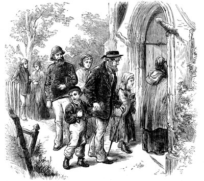 Pazar günü kiliseye giden köylüler, Londra, 1872 by Unbekannt