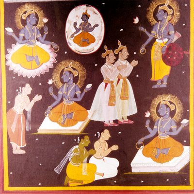 Vishnu, Beş Tezahürde taptı, c1690 by Unbekannt