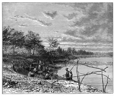 Vaal Nehri kıyısında elmas için kum yıkamak, Güney Afrika, c1890 by Unbekannt