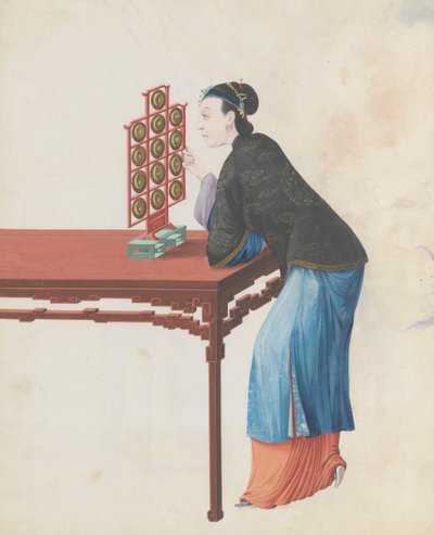 Yunluo çalan müzisyenin sulu boyası, 18. yüzyılın sonlarında. by Unbekannt