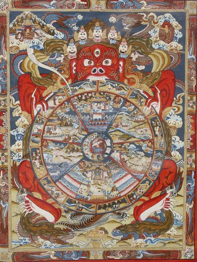 Yaşam çarkı veya Samsara çarkı (Mandala). Kopan Manastırı, Bhaktapur, Nepal by Unbekannt