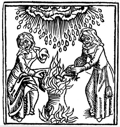 Yağmur yağdırmak için büyü yapan cadılar, 1489 by Unbekannt