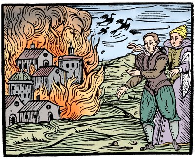 Bir evi ateşe veren cadılar - Swabia, 1533 by Unbekannt