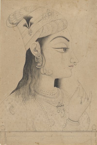 19. yüzyılın sonlarında Radha gibi giyinmiş sarıklı kadın. by Unbekannt