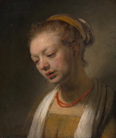 Kırmızı Kolyeli Genç Kadın, yak. 1645. by Unbekannt