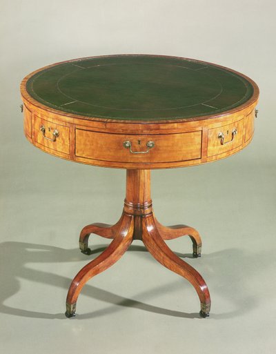 Küçük bir Sheraton saten ahşap davul masası. İngilizce, c.1790 by Unbekannt Unbekannt