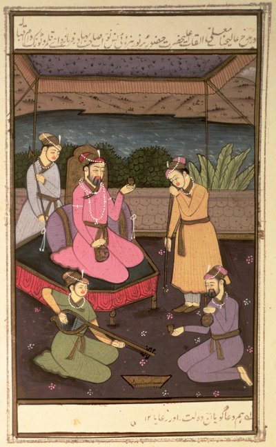 İmparator Khurram (Şah Cihan), görevlilerle, Babür by Unbekannt Unbekannt