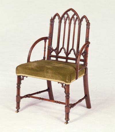 Robert Manwaring tarzında Gotik Stilde George III maun koltuk, c.1765 by Unbekannt Unbekannt