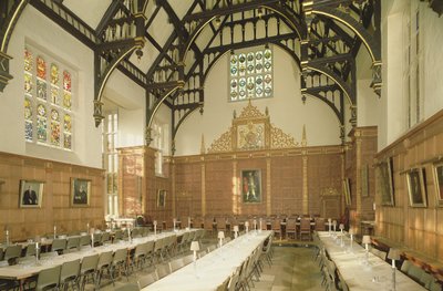 Çekiç kirişli tavanı gösteren yemek salonunun iç görünümü, Trinity College, Cambridge by Unbekannt Unbekannt