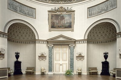 Robert Adam (1728-92) tarafından tasarlanan Kedleston Hall, The Saloon, Derbyshire, Birleşik Krallık, 1763