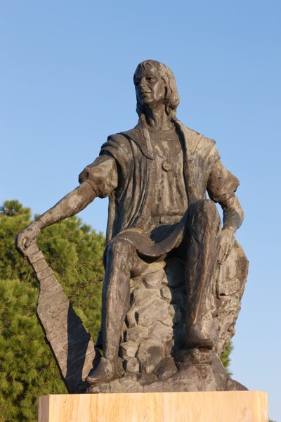 Statue of Christopher Columbus at La Rabida Monastery, Huelva Province, Andalusia, southern Spain. by Unbekannt Unbekannt