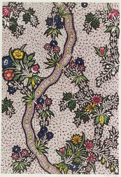 Bitki formlarının ve serpantin kurdelelerin tekstil tasarımı, c.1770 by Unbekannt Unbekannt