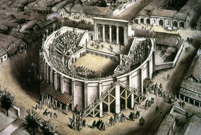 Tiyatro rekonstrüksiyonu, Roma 2. yüzyıl by Unbekannt Unbekannt