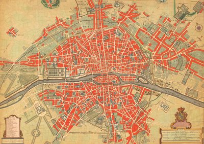 18. yüzyıl Paris, Fransa haritası. (baskı) by Unbekannter Künstler