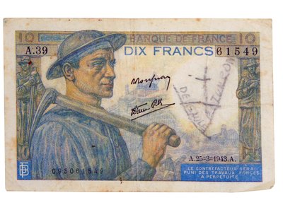 1942 10 franklık banknot by Unbekannter Künstler