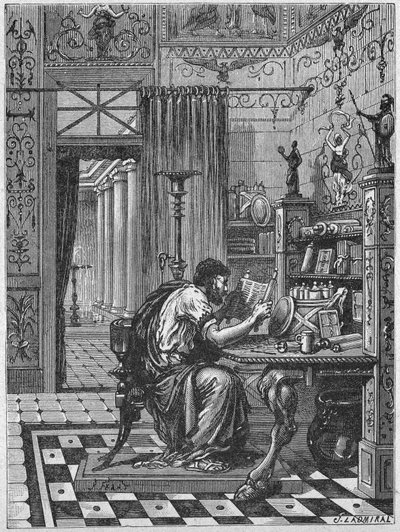 Kütüphanesinde bir Romalı, 1880 civarı (Gravür) by Unbekannter Künstler