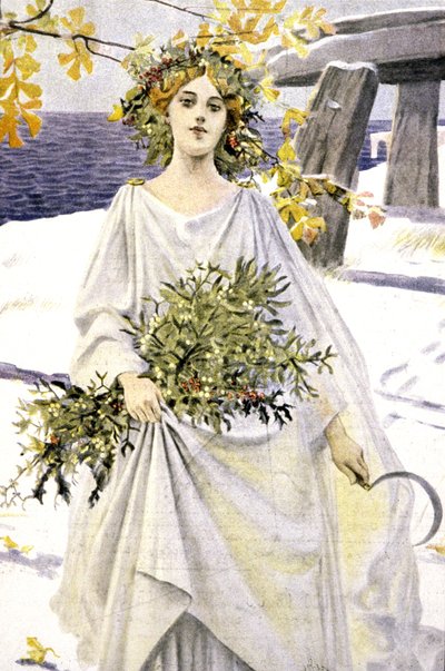 Ökseotu toplayan bir druid, 1900 civarı (illüstrasyon) by Unbekannter Künstler