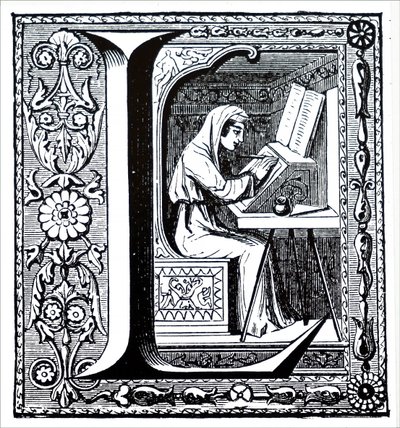Bir el yazması aydınlatan bir keşiş by Unbekannt