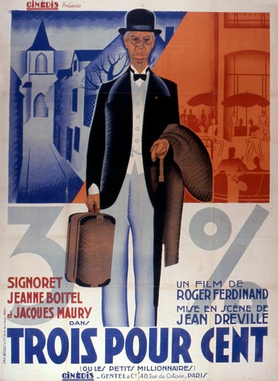 Yüzde üç film afişi JeanDreville 1933, Fransa by Unbekannt