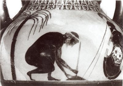 Ajax Ölümüne Hazırlanıyor, MÖ 6. yüzyıla ait bir Yunan krater vazodan sonraki illüstrasyon (gravür) (s/b fotoğraf) by Unbekannt